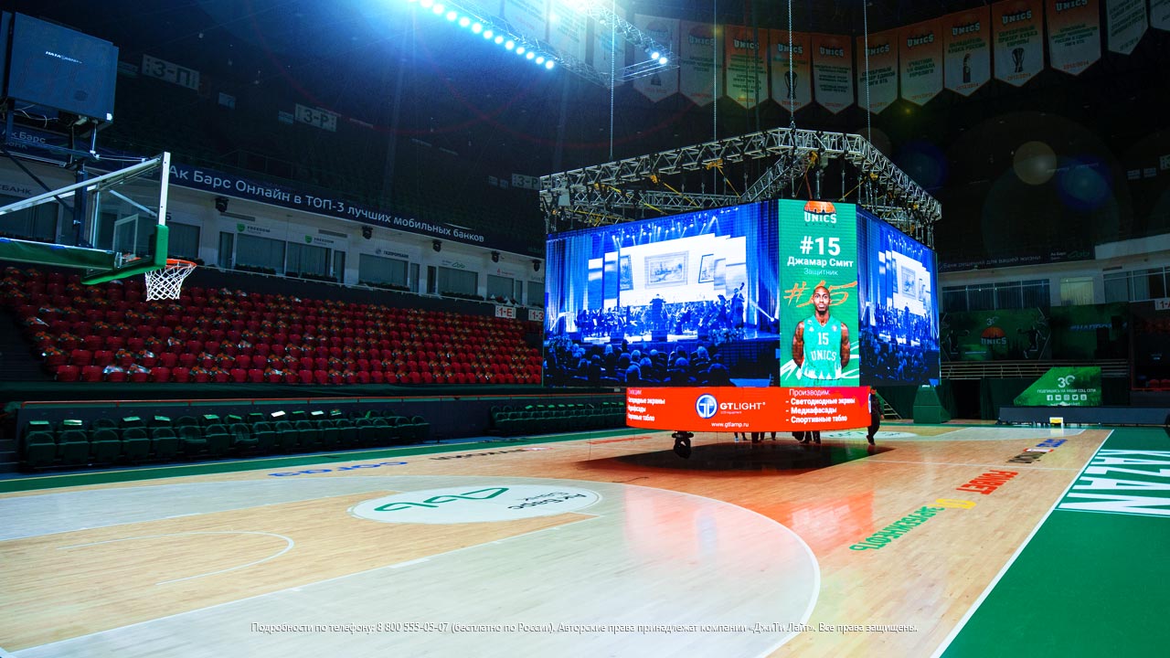 «Кубизм» в Баскет-холле: светодиодный медиакуб для главной баскетбольной арены России.